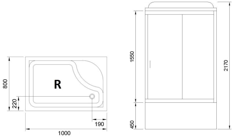 Душевая кабина Royal Bath BP правая стекло матовое 100x80см RB8100BP2-M-R
