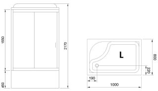 Душевая кабина Royal Bath BP левая стекло чёрное/прозрачное 100x80см RB8100BP5-BT-L
