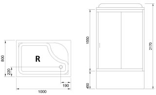 Душевая кабина Royal Bath BP правая стекло белое/прозрачное 100x80см RB8100BP5-WT-R