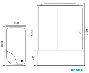 Душевая кабина Royal Bath BP левая стекло чёрное/прозрачное 100x80см RB8100BP6-BT-L