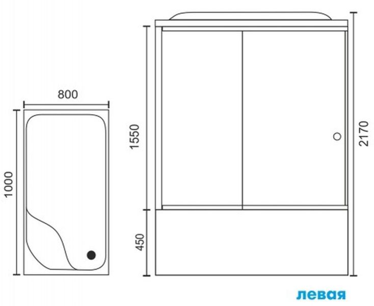 Душевая кабина Royal Bath BP левая стекло белое/матовое 100x80см RB8100BP6-WC-L