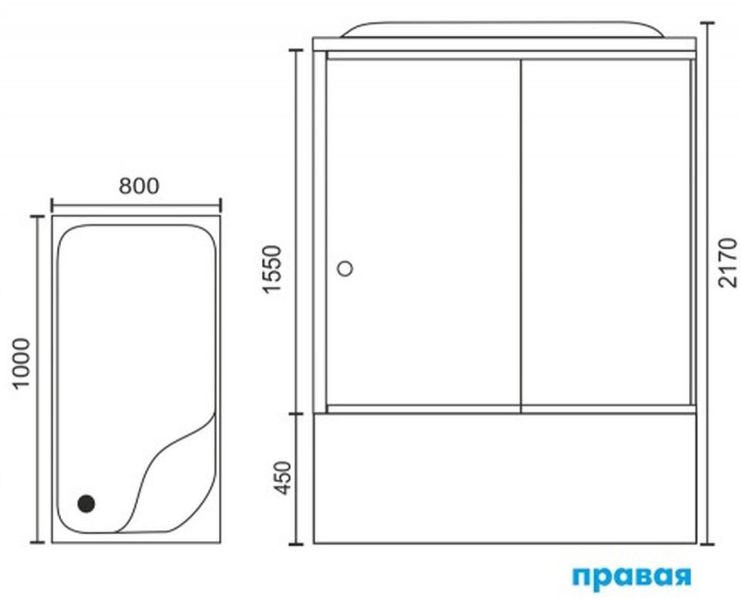 Душевая кабина Royal Bath BP правая стекло белое/шиншилла 100x80см RB8100BP6-WC-R