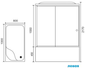 Душевая кабина Royal Bath BP левая стекло белое/прозрачное 100x80см RB8100BP3-WT-L