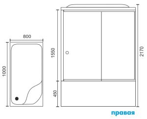 Душевая кабина Royal Bath BP правая стекло белое/прозрачное 100x80см RB8100BP3-WT-R