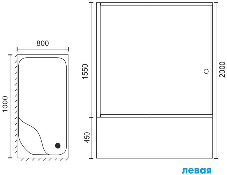 Душевой уголок Royal Bath BP 100x80см левый белый RB8100BP-T-L