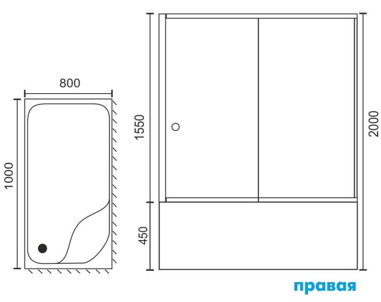 Душевой уголок Royal Bath BP 100x80см правый белый RB8100BP-C-R