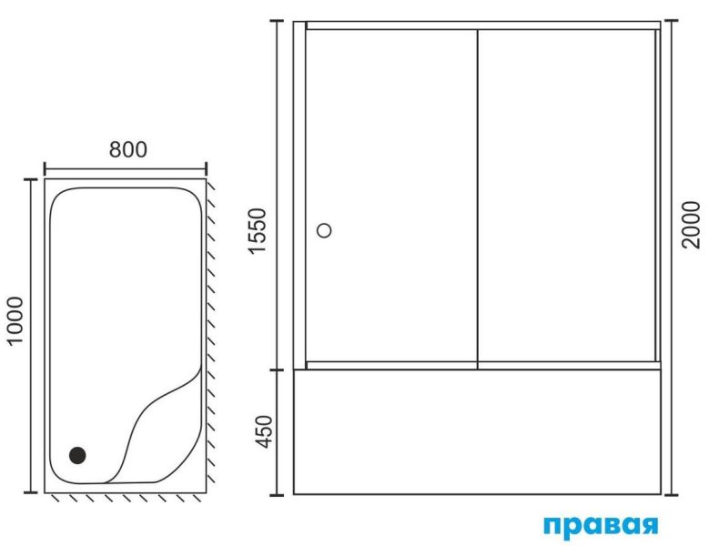 Душевой уголок Royal Bath BP 100x80см правый хром RB8100BP-T-CH-R