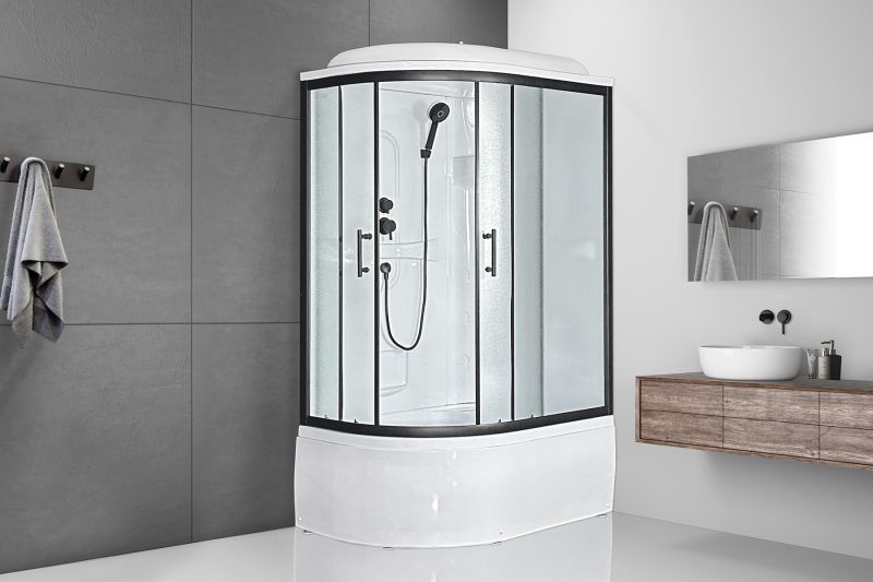 Душевая кабина Royal Bath RB8120BK1-M-R-BL Practic 120x80см чёрный профиль/матовое стекло