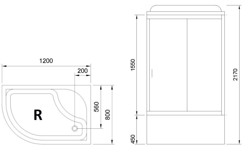 Душевая кабина Royal Bath BK правая стекло матовое 120x80см RB8120BK2-M-R Душевая кабина Royal Bath BK правая стекло матовое 120x80см RB8120BK2-M-R