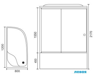 Душевая кабина Royal Bath BK левая стекло матовое 120x80см RB8120BK1-M-L Душевая кабина Royal Bath BK левая стекло матовое 120x80см RB8120BK1-M-L