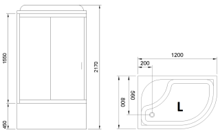 Душевая кабина Royal Bath BK левая стекло матовое 120x80см RB8120BK2-M-L Душевая кабина Royal Bath BK левая стекло матовое 120x80см RB8120BK2-M-L