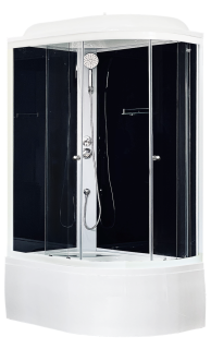 Душевая кабина Royal Bath BK левая стекло чёрное/прозрачное 120x80см RB8120BK5-BT-L