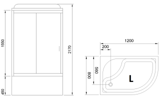 Душевая кабина Royal Bath BK левая стекло чёрное/прозрачное 120x80см RB8120BK5-BT-L