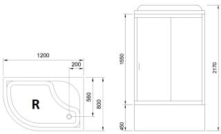 Душевая кабина Royal Bath BK правая стекло чёрное/прозрачное 120x80см RB8120BK5-BT-R