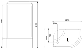 Душевая кабина Royal Bath BK левая стекло белое/матовое 120x80см RB8120BK5-WC-L Душевая кабина Royal Bath BK левая стекло белое/матовое 120x80см RB8120BK5-WC-L