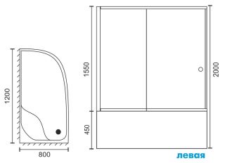 Душевой уголок Royal Bath BK левый 120x80см чёрный RB8120BK-T-BL-L