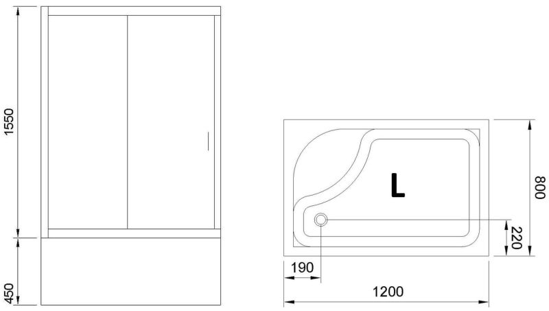 Душевой уголок Royal Bath BP 120x80см левый хром RB8120BP-T-CH-L