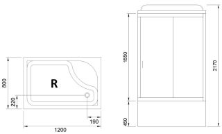 Душевая кабина Royal Bath BP правая стекло чёрное/прозрачное 120x80см RB8120BP5-BT-R