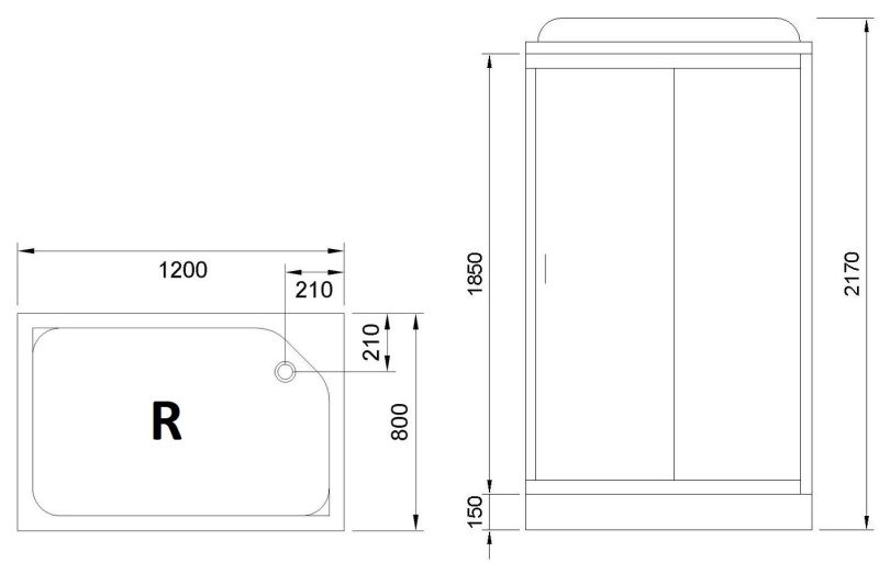 Душевая кабина Royal Bath HP правая стекло прозрачное 120x80см RB8120HP1-T-R Душевая кабина Royal Bath HP правая стекло прозрачное 120x80см RB8120HP1-T-R
