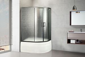 Душевой уголок Royal Bath RB8120BK-C-BL-L-Practic с поддоном 120x80см чёрный профиль/матовое стекло