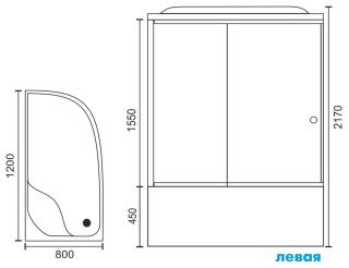 Душевая кабина Royal Bath BK левая стекло прозрачное 120x80см RB8120BK2-T-L Душевая кабина Royal Bath BK левая стекло прозрачное 120x80см RB8120BK2-T-L