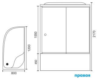 Душевая кабина Royal Bath BK правая стекло прозрачное 120x80см RB8120BK2-T-R Душевая кабина Royal Bath BK правая стекло прозрачное 120x80см RB8120BK2-T-R