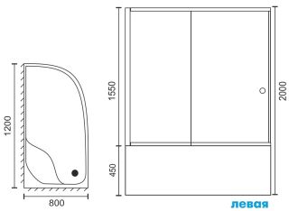 Душевой уголок Royal Bath BK 120x80см левый хром RB8120BK-C-CH-L