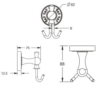 Крючок для ванной комнаты двойной Rose RG1021Q бронза Крючок для ванной комнаты двойной Rose RG1021Q бронза