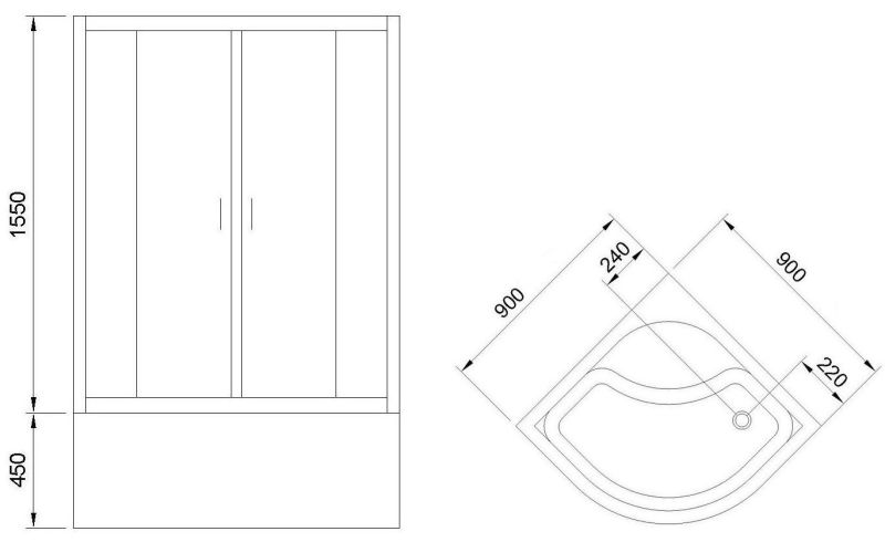 Душевой уголок Royal Bath BK 90x90см хром RB90BK-C-CH