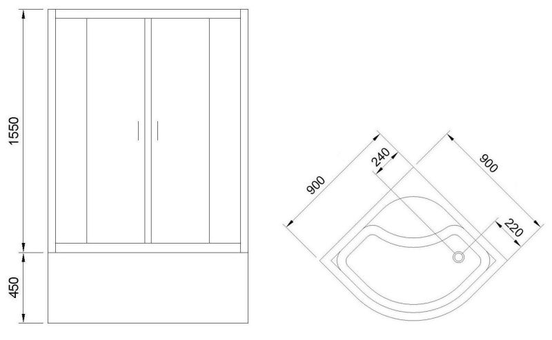 Душевой уголок Royal Bath BK 90x90см чёрный RB90BK-T-BL