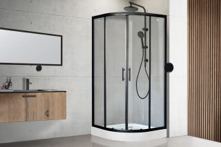 Душевой уголок Royal Bath RB90HK-T-BL-Practic с поддоном 90x90см чёрный профиль/прозрачное стекло Душевой уголок Royal Bath RB90HK-T-BL-Practic с поддоном 90x90см чёрный профиль/прозрачное стекло