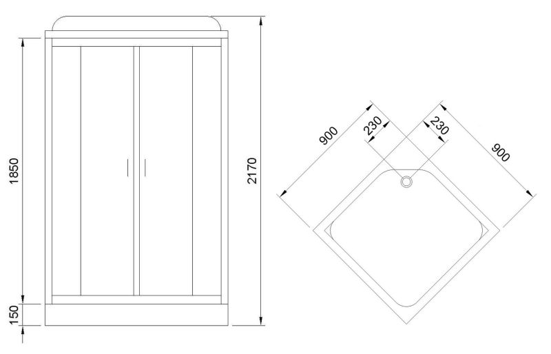 Душевая кабина Royal Bath HP стекло белое/прозрачное 90x90см RB90HP7-WT-CH