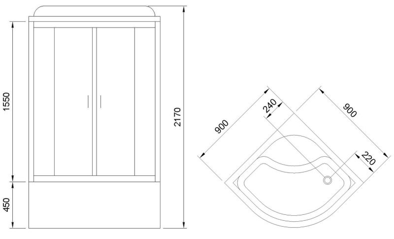 Душевая кабина Royal Bath NRW стекло прозрачное 90x90см RB90NRW-T-CH