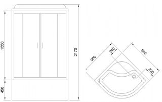 Душевая кабина Royal Bath BK стекло матовое 90x90см RB90BK1-M Душевая кабина Royal Bath BK стекло матовое 90x90см RB90BK1-M