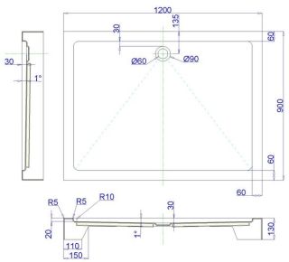 Душевой поддон Royal Bath 120x90см белый RB9120HP Душевой поддон Royal Bath 120x90см белый RB9120HP