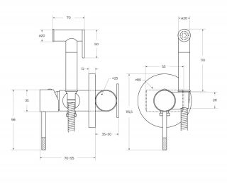 Гигиенический душ Cezares Relax RELAX-DIF-01 С ВНУТРЕННЕЙ ЧАСТЬЮ