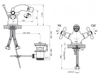 Смеситель для биде, хром Cezares RETRO-C-BS1-01