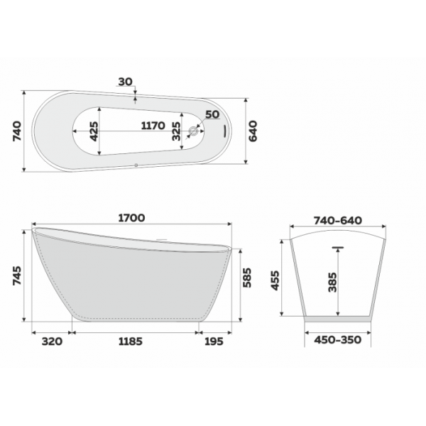 Ванна акриловая Delice Riviera DLR440103Bu 170х74 синяя матовая