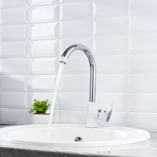 Смеситель для кухни РМС SL123W-017F хром/белый Смеситель для кухни РМС SL123W-017F хром/белый