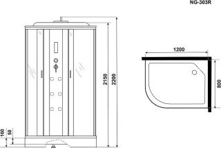 Душевая кабина Niagara Ultra 3030164R 120x80 NG-303-01R правая профиль хром стекло прозрачное с полосой