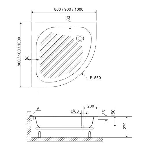 Душевой поддон RGW BP/CL-S 16180488-51 80x80см белый