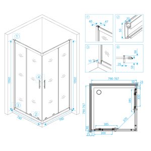 Душевой уголок RGW HO-31 03063188-11 80x80см хром