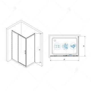 Душевой уголок RGW LE-41B LE-12B + Z-050-2B 34124180-014 100x80 см профиль чёрный стекло прозрачное