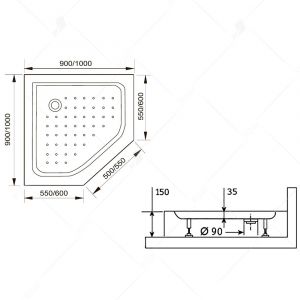 Душевой поддон RGW LUX/TN-TR 16180500-41 100x100см белый