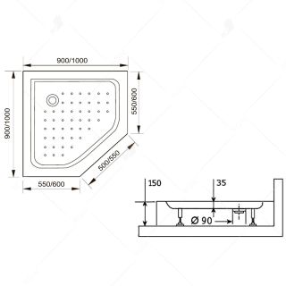 Душевой поддон RGW LUX/TN-TR 16180500-41 100x100см белый Душевой поддон RGW LUX/TN-TR 16180500-41 100x100см белый