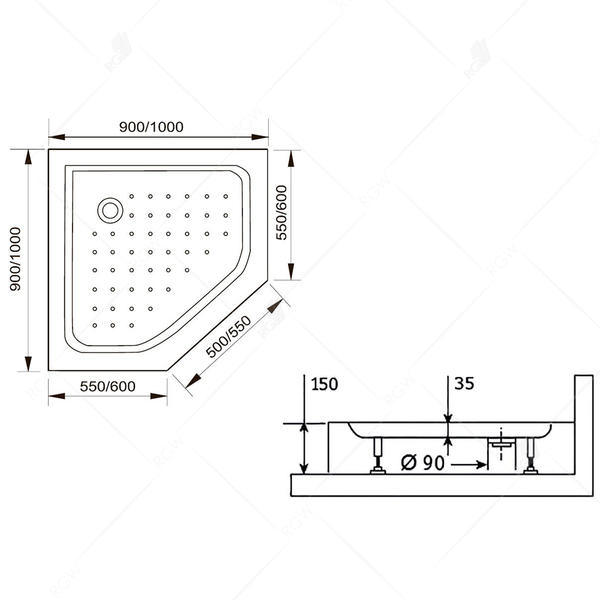 Душевой поддон RGW LUX/TN-TR 16180500-41 100x100см белый