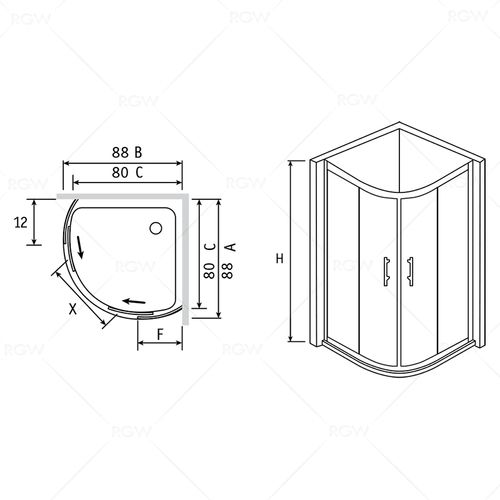 Душевой уголок RGW PA-55 800х800х1950