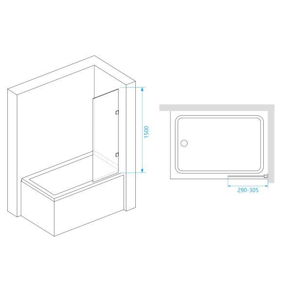 Шторка на ванну RGW SC-056-2 3511056230-11 30см хром