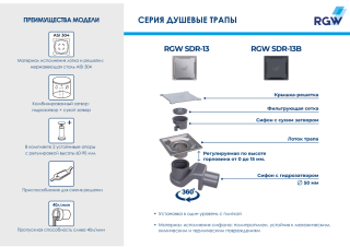 Душевой трап RGW SDR-13 47211311-01 11см хром Душевой трап RGW SDR-13 47211311-01 11см хром