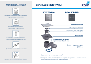 Душевой трап RGW SDR-14 47211411-01 10см хром Душевой трап RGW SDR-14 47211411-01 10см хром
